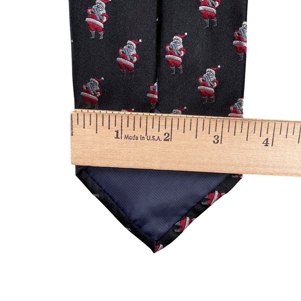 IZOD Necktie Mens OS Black Santa Claus Christmas Holiday Novelty Print Gift